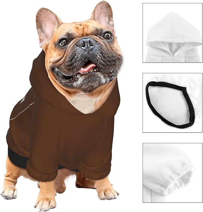 Personalized Chihuahua Dog Hoodie, Custom Pet Warm Sweatshirt Costume with Name Number Photo, Customize ID Clothes for Pupppy Kitten Dogs Cats, Chocolate, XS