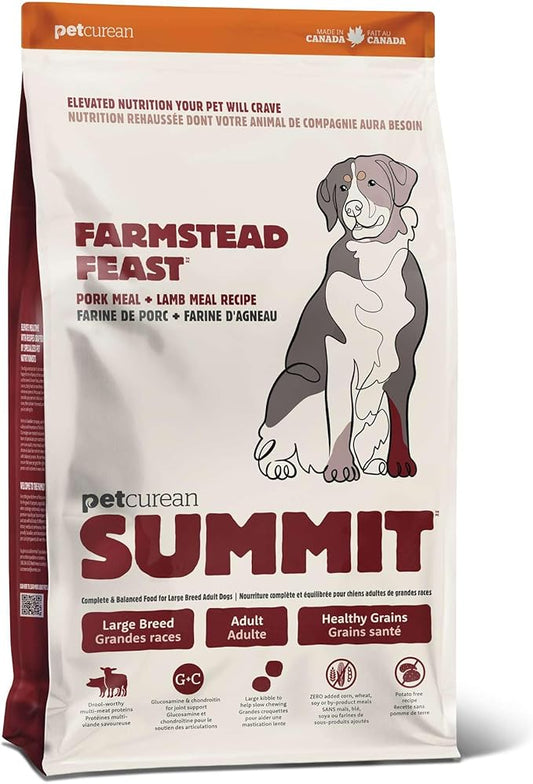 Summit Petcurean Farmstead Feast, Dry Dog Food, Pork Meal and Lamb Meal Large Breed Adult Recipe with Grains, 25 lb Bag
