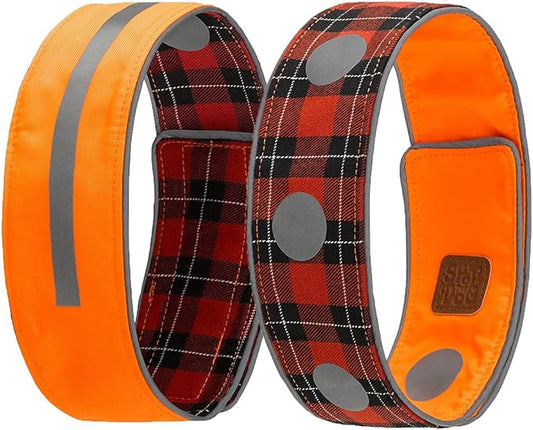 SPOT THE DOG! Reflective Dog Collar - Adjustable Pet Collars, Safe, Durable, Comfortable Dog Walking Accessories for Medium Dog, Hunting Dog, Puppy, Boy, Girl Dog Collars (Blaze Orange, Red Plaid, M)