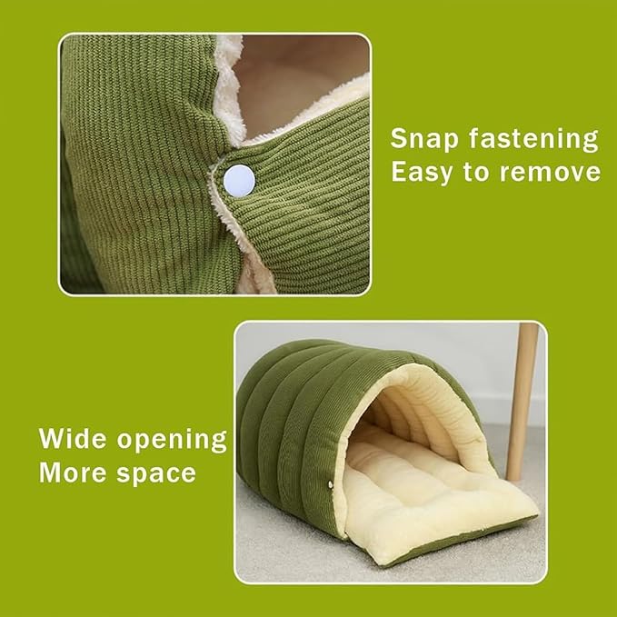 Removable and Washable Winter Closed-Off Cat Bed, Cat Winter Cave, Cute Cat Beds for Indoor Cats, Disassembled Design for Easier Cleaning, with Hair Remover (2PcsPurple, 17.7 * 11.8 * 7.5 in)