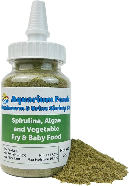 Aquatic Foods Inc. Spirulina, Algae, Vegetable Powder for Tropical Fish Fry and Babies, Corals, Anemones…3oz Squeeze Bottle