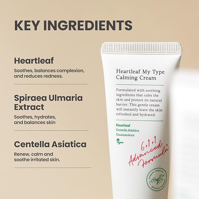 AXIS-Y Heartleaf My Type Calming Cream - Soothing, Redness Relief & Long Lasting Moisture Dewy Skin Daily Face Lotion - Vegan Korean Skin Care Moisturizer Face Cream - 2.02 fl. oz.