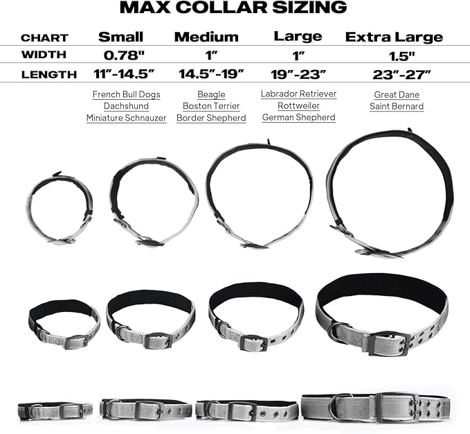 PetiFine Dog Collars for Medium Dogs, Neoprene Padded and Adjustable, Reflective Wide Heavy Duty Pet Collars with Durable Metal Belt Buckle for Walking, Grey, M