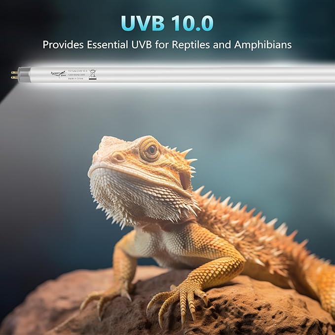 T5 UVB Reptile Light 39W 10.0 + UVA Light Bulb for Reptiles, 3-Pack Lamp Tube for Bearded Dragon, Desert-Grade Reptile UVB lamp Fixture