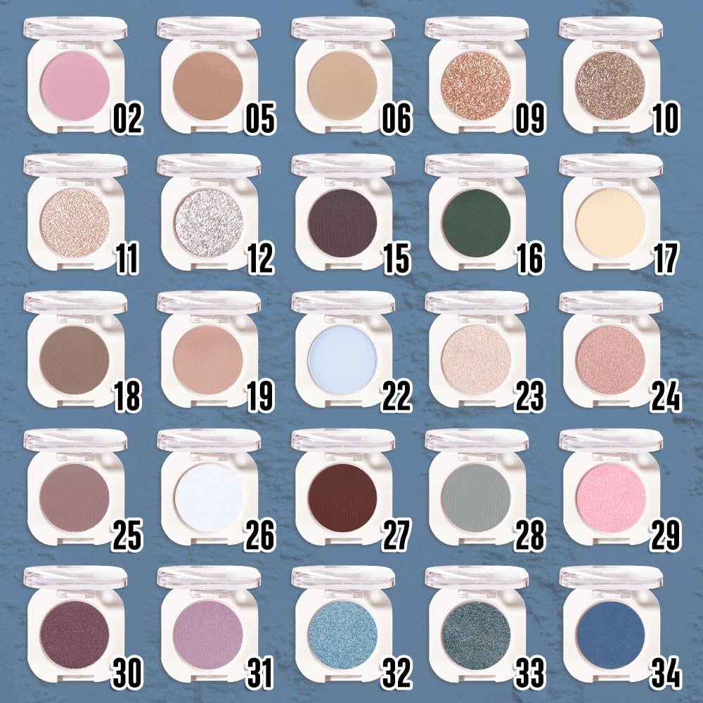 Single Matte Eye Shadow Palette Makeup, Blue Matte Eyeshadow for Women Halloween Birthday Party Wear, Monochrome Eye Shadow Makeup, Pigmented Waterproof Sombras Para Ojos, 34
