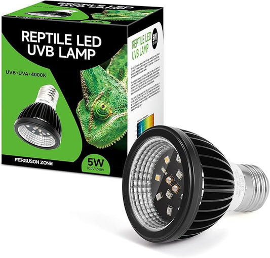 UVB Light for Reptiles, UVB Bulb 5W 10.0 UVB LED Lamp, Reptile Light Bulb, Provide Sufficient UVB Exposure for Desert-Dwelling Reptiles-Not Heat Lamp