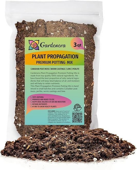 Gardenera Organic Plant Propagation Premium Potting Mix - Achieve Ideal Air and Moisture Balance - 3 Quart