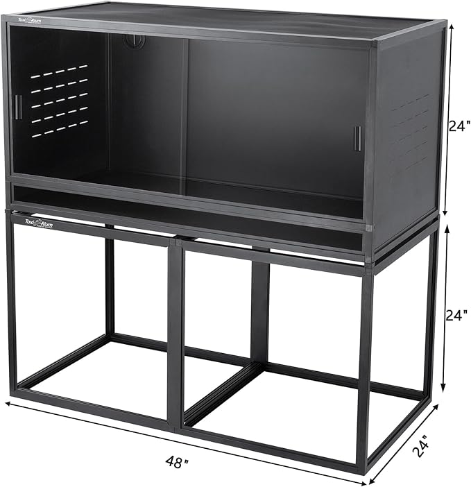 Reptile Enclosure Stand Bundle: Elevate Your Habitat - Includes Stand and Extra Enclosure for a Complete Elevated Setup 48 inches Width(Black)