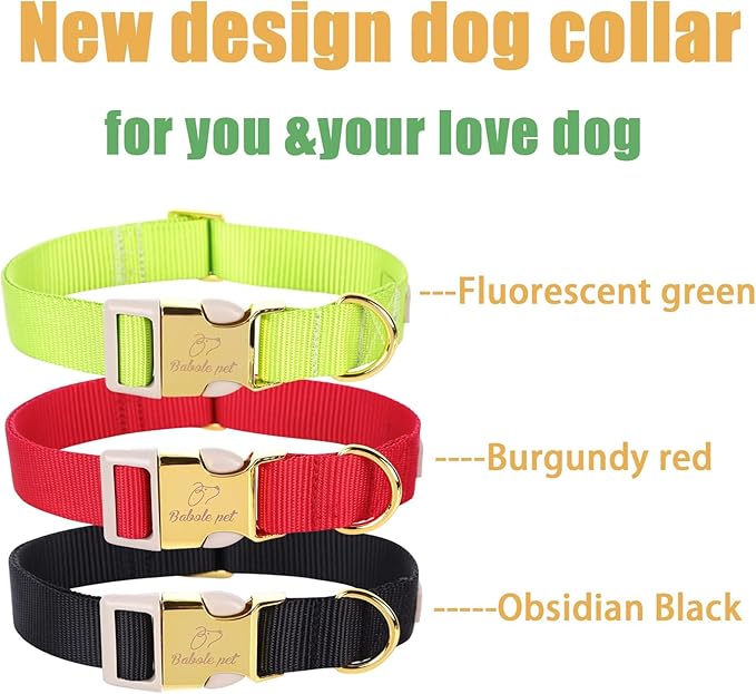 Nylon Dog Collar - Adjustable Burgundy Red Soft Webbing Dog Collars for Small Medium Large Dogs Boy Girl Puppy Collar with Safety Metal Buckle M