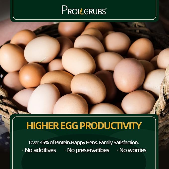 PROILGRUBS 10 LBS - Non-GMO-Dried Worms for Chickens All Natural Dried Black Soldier Fly Larvae Treats, High Protein Worms for Chickens, Hens, Birds...