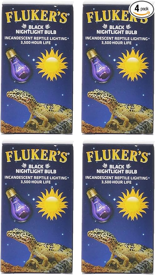 Fluker's 4 Pack of Black Nightlight Terrarium Bulbs, 75 Watts, Incandescent Reptile Lighting