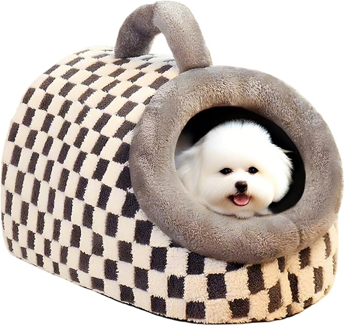 Dog Bed Cat Bed Small Medium Furniture Cat for Indoor Cats with Cover Cave Outdoor House Insulated House Ndoor Travel Hand(Grey, L)
