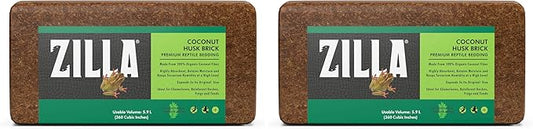 Zilla Coconut Husk Brick, Organic Bedding for Reptiles, Made with 100% Coconut Fiber, Ideal for Tropical Habitats and Egg Incubation (Pack of 2)
