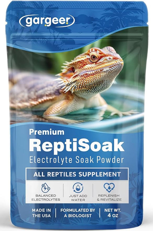 Premium ReptiSoak Electrolytes SOAK for Reptiles | Hydration & Recovery Bath Powder for Bearded Dragons, Geckos, Lizards, Tortoises | Electrolyte Reptile Supplement | Made in USA. Enjoy!