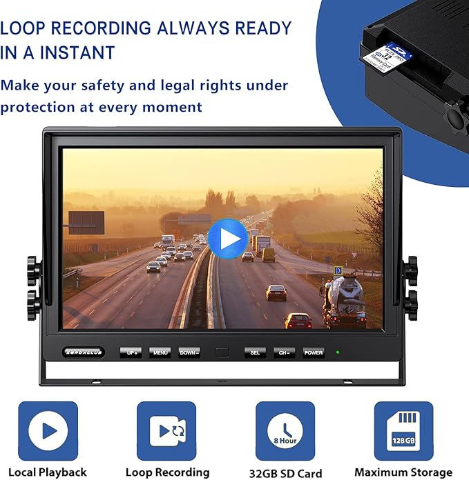 1080P Wireless Backup Camera System for RV Trailer Truck Camper,10 Inch DVR Monitor w/Recording IR Night Vision Digital Wireless Rear View Camera Adapter for Furrion Pre-Wired RVs,BW101SL