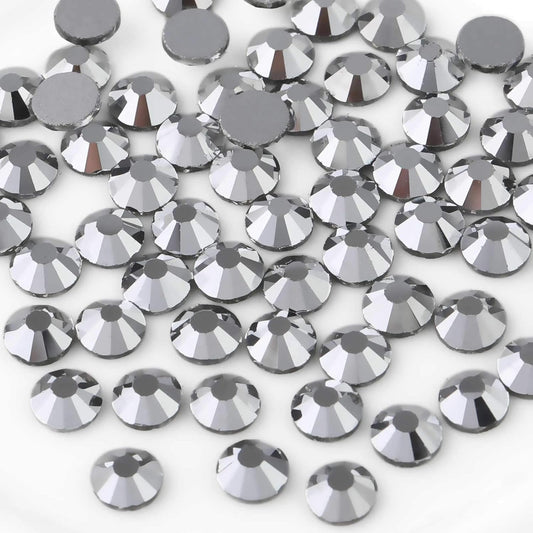 Beadsland Flat Back Crystal Rhinestones Round Gems for Nail Art and Craft Glue Fix,Silver Hematite (4.6-4.8mm) SS20/1440pcs