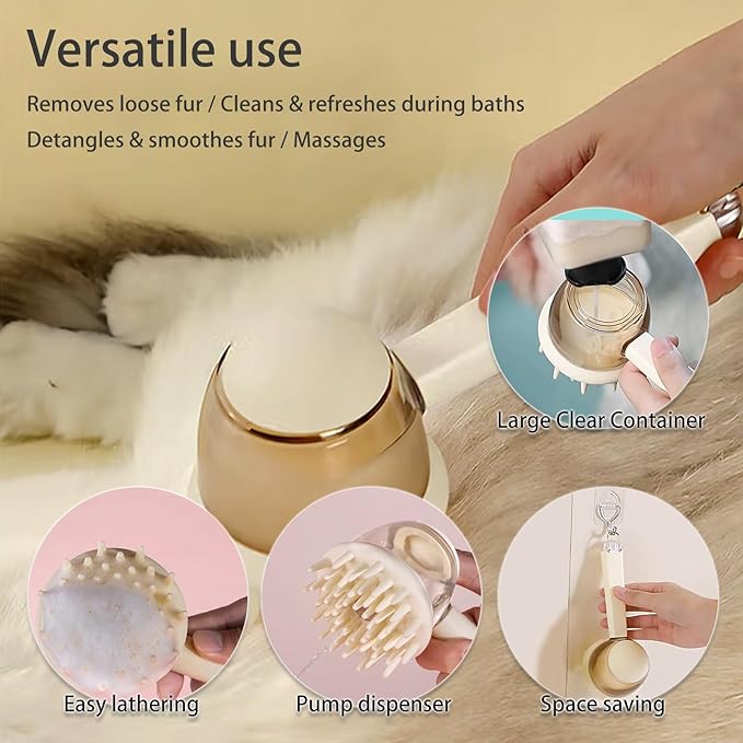 (4PCS) Pet Bath Brush,2025 New 2 in 1 Dog Bath Brush,Dog Shampoo Brush Bubble Maker,Bathing Dogs Grooming Massage Brush for Long & Short Haired Dogs & Cats,with Built-in Shampoo Dispenser(Blue)