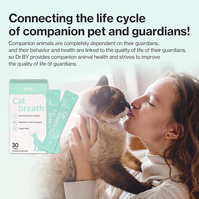 Dr.by Cat Breath Bronchial Supplements Cat Sneezing Treatment Asthma Cold Cough Nose Relief Respiratory&Immune Support with TF-343-30 lickable Formula Individually Packaged, Chicken (1 Pack (8.5OZ))