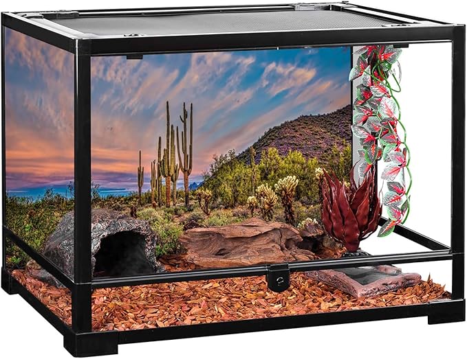 AWERT 72x16 inches Terrarium Background Blue Sky Cloud Huge Cactus Oasis Gobi Reptile Habitat Background Vinyl
