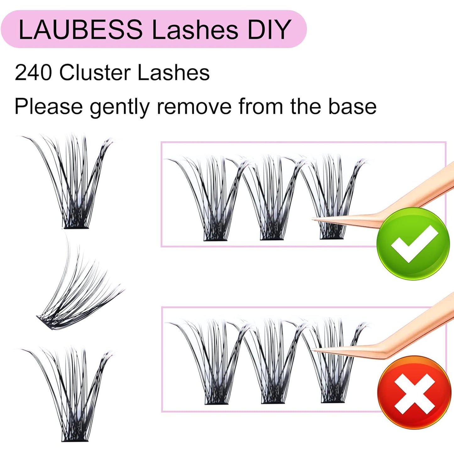 Eyelash Clusters LAUBESS Lash Clusters Individual Lashes Cluster Eyelash Extensions DIY at Home Waterproof Cluster Lashes (40D-D-11)