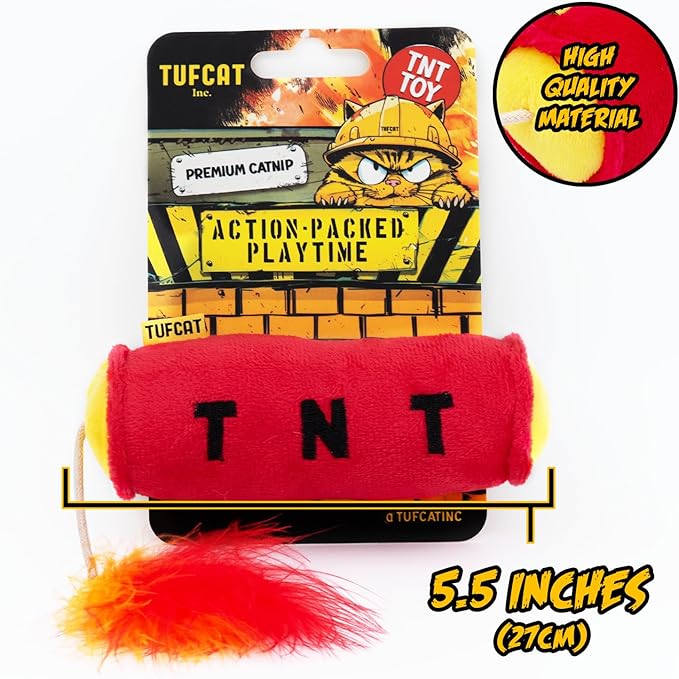 Cat Toys Grenade, Cat Toys for Indoor Cats, Kitten Toys, Catnip Toys for Cats of All Breeds, Action Themed Fun for Kicking, Biting, Chewing (Grenade & TNT, 2-Pack)