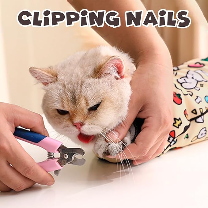 Cat Grooming Wrap, Self-Adherent Soft Cat Blanket to Wrap, Nail Clipping, Anti-Bite, Anti-Scratch, Anti-Escape Calming Wrap (Halloween, 10-13 lbs)