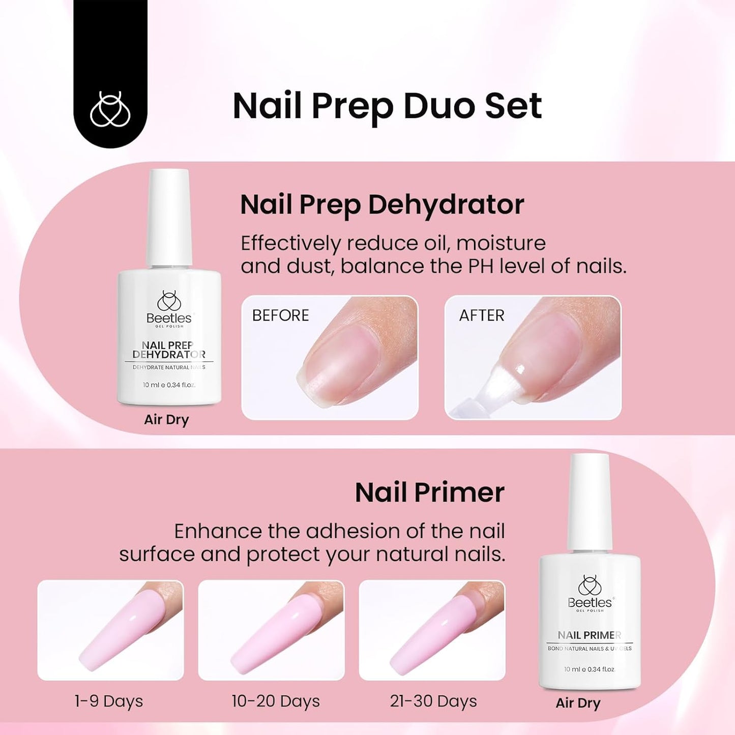 Beetles Gel Nail Kit Long Coffin with Nail Dehydrator and Primer, 576Pcs Half Matte Etch-X Gel Nail Tips Solid Nail Glue Mini Nail Lamp Acrylic Nail Tips Easy DIY Nail Extension Set Gift for Women