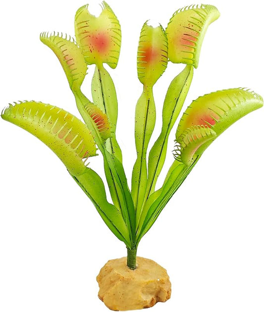 Woyrise Reptile Plants Succulent, Artificial Desert Plant for Terrarium Decor, Bearded Dragon Tank Accessories fit Gecko Lizard Chameleon Ball Python Snake - Venus Flytrap Plant