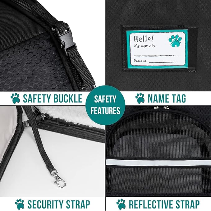 PetAmi Dog Cat Backpack Carrier, Expandable Pet Carrier Backpack for Travel Hiking, Small Medium Dog Puppy Large Cat Carrying Backpack, Airline Approved Ventilated Soft Back Support, 18 lbs, Black