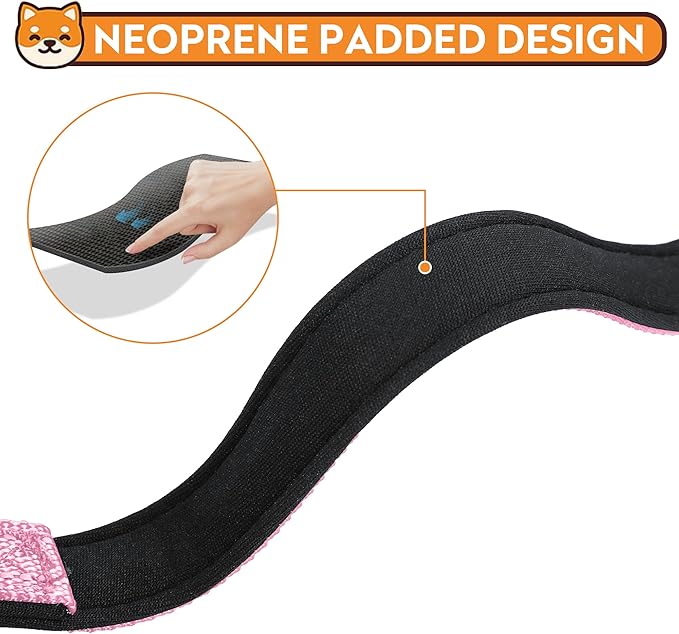 Reflective Dog Collar, Adjustable Soft Neoprene Padded Nylon Pet Collars with Buckle for Medium Dogs, Light Pink,M