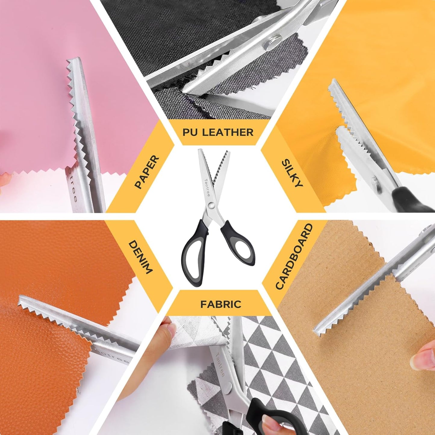 Sewing Scissors for Fabric Cutting, Taotree 9.5" Fabric Scissors Pinking Shears, Zig Zag Craft Decorative Edge, Sewing Supplies Notions and Accessories for Art Craft Scrapbooking Supplies, Black Grey