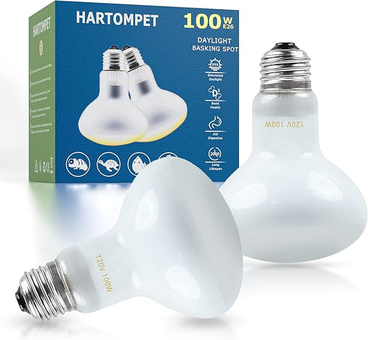 Reptile Heat Lamp Bulbs 100W E26 - UVA Basking Spot Light for Reptiles - Simulated Sunlight Terrarium Heat Lamps - Ideal for Bearded Dragon, Lizard, Tortoise, chickss and More | Pack of 2
