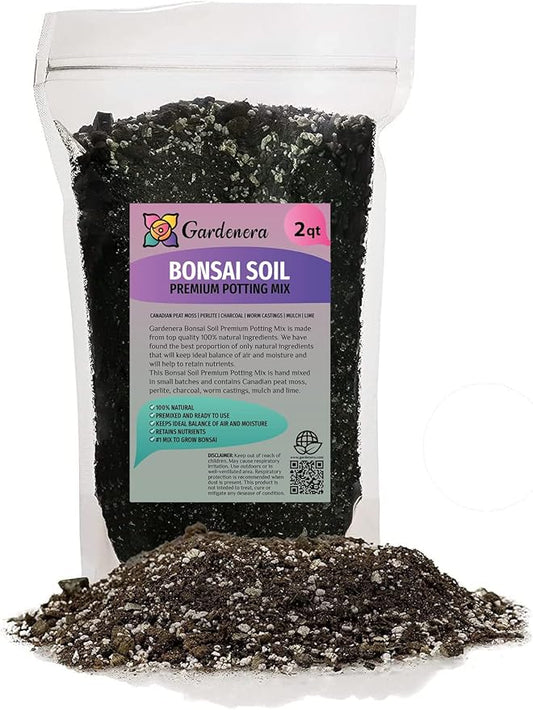 Premium Bonsai Soil Potting Mix by Gardenera - Enhance Root Development and Ensure Bonsai Success - 2 Quart
