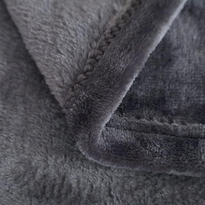 SOCHOW Flannel Fleece Blanket King Size, All Season Lightweight Super Soft Cozy Blanket for Bed or Couch, Grey(90inch X108'')