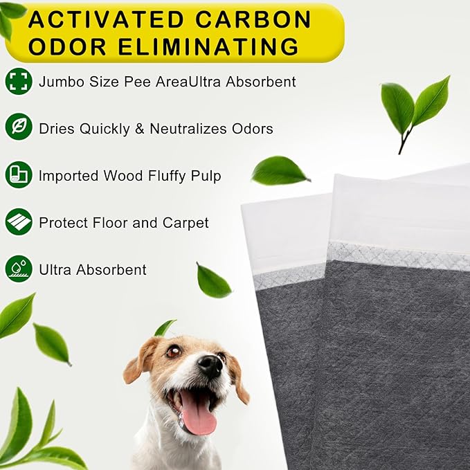 ELEGX Extra Large 28"x44" 30 Pcs Odor-Control Super Absorbency Charcoal Pee Pads for Dogs,Leak-Proof Pet Training Pee Pads,Thicken Disposable Potty Pads Puppy Training Pads for Cats Rabbits