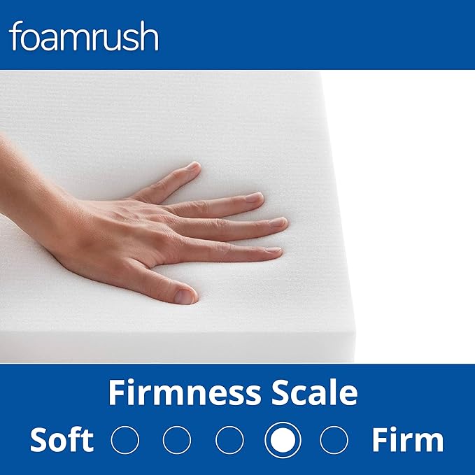 FoamRush 6-Inch Bunk (48" x 75") High Density Foam RV Mattress Replacement with Canvas Navy Cover, Medium Firm, Made in USA, Camper Trailer, Removable Water-Resistant Outdoor/Indoor Cover w Zip
