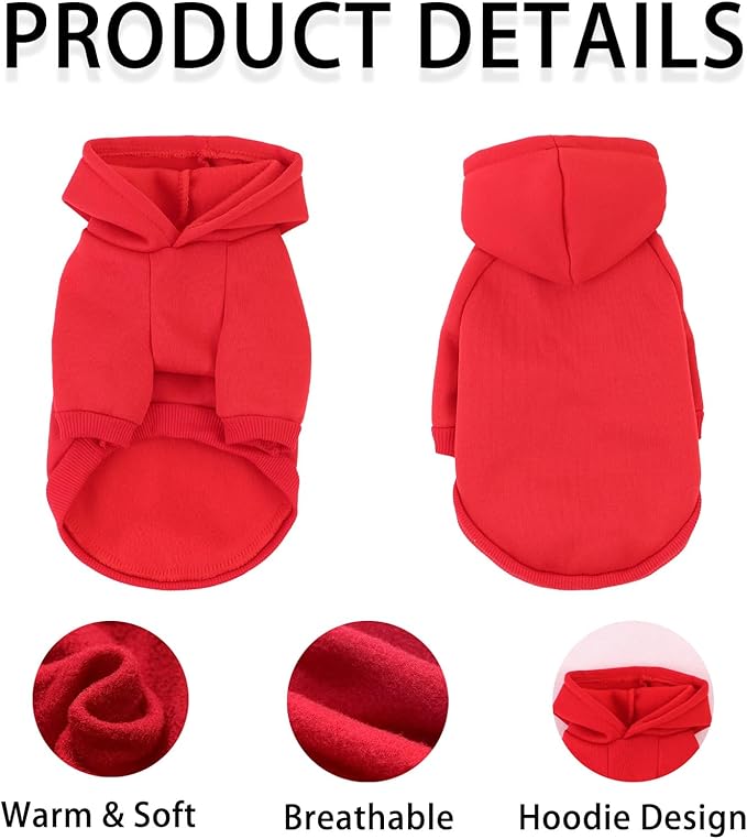 Custom Dog Hoodie, Personalized Sweatshirt with Photo Text Name Logo, Customized Hooded Sweater for Small Medium Large Dogs & Cats (Red, Large)