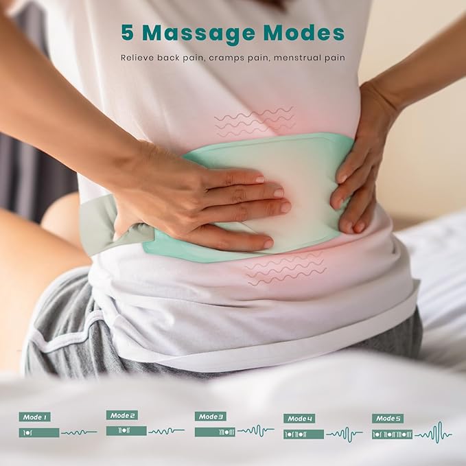 Portable Heating Pad for Cramps and Back Pain, Menstrual Cramp Relief Wearable Heating Pad for Women and Girls, Wireless Heating Pads with 3 Temperature Setting & Battery Powered