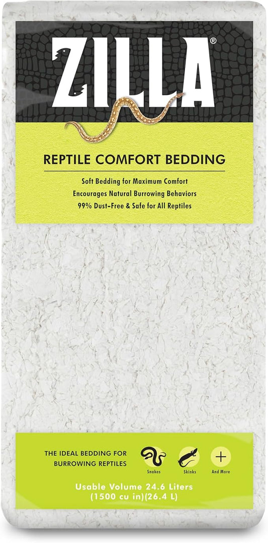 Zilla Reptile Comfort Bedding, Burrowing Reptile Paper Bedding for Skinks and Snakes, 24.6 Liters