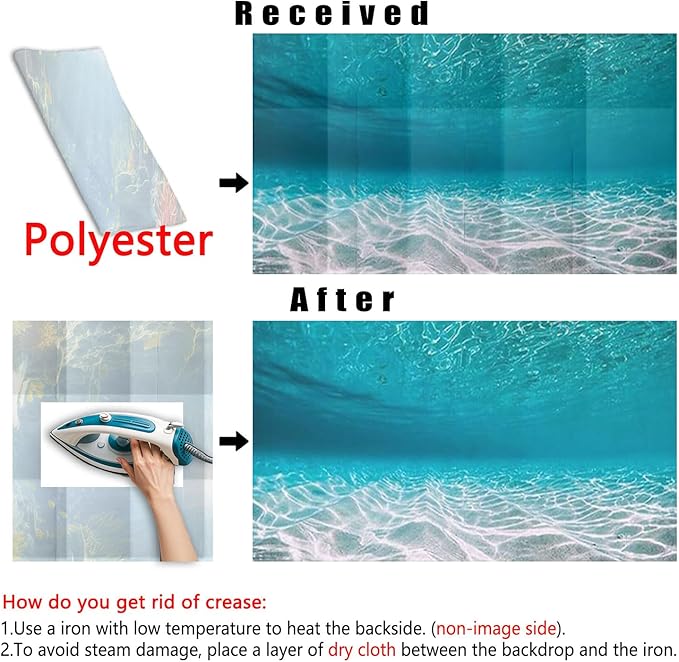 72X24IN Natural Undersea Aquarium Background, Undersea Beach Fish Tank Background, with 8 EVA Double-Sided Tape
