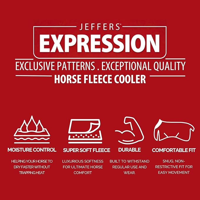 Jeffers Expression Fleece Cooler for Horses, Standard Neck, Party Cheetah 81"- Equine Towel Blanket, Moisture Absorbent, Light Weight, Best for Drying, Exercise, Bathing, Adjustable Belly Bands