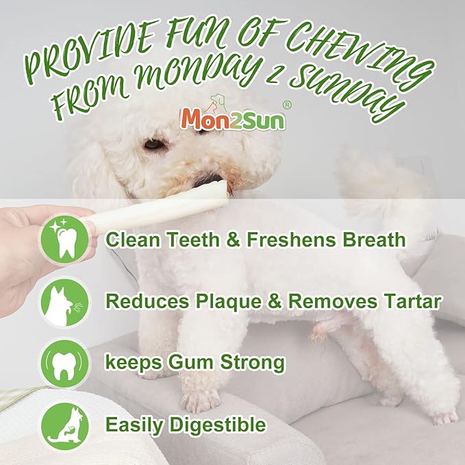 MON2SUN Dog Rawhide Rolls Twist Sticks 6.5 Inch Natural Flavor Rawhide Chews 18 Count for Puppy and Small Dogs