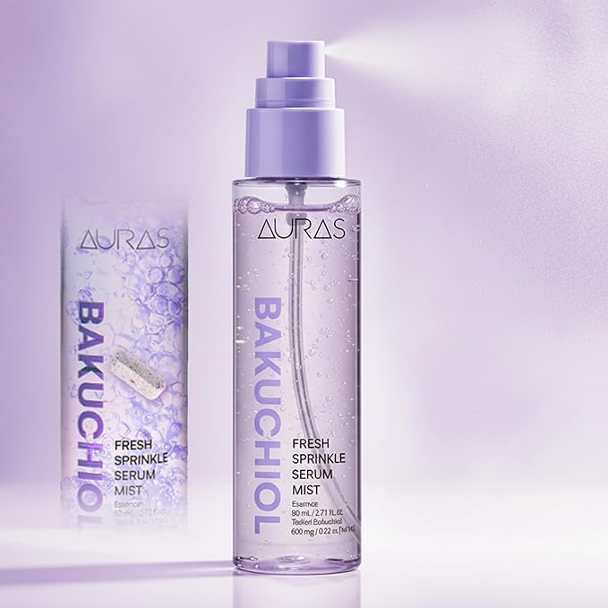 Auras Bakuchiol Pore-Tightening Mist K-Beauty | Fresh-Activated Retinol-Alternative Spray Serum for Anti-Aging & Elasticity, Korean Skincare Toner Mist for Sensitive Skin, 3.4 fl oz