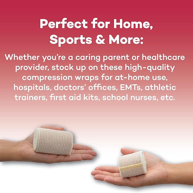 Dealmed 4" Elastic Bandage Wrap with Self-Closure – 50 Elastic Bandages, 5 Yards Stretched Compression Bandage Wrap, Wound Care Product for First Aid Kit and Medical Facilities