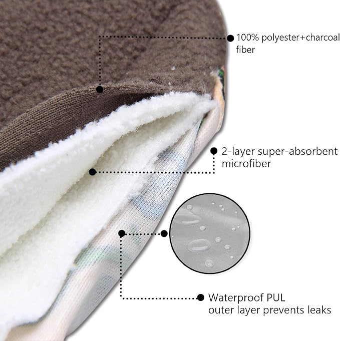 Teamoy 10pcs Cloth Panty Liners, Reusable Sanitary Pads with Wet Bag, Washable Cloth Menstrual Pads with Charcoal Absorbency Layers (Lemon Series, 3pcsx7.9+ 4pcsx10+ 3pcsx11.6)