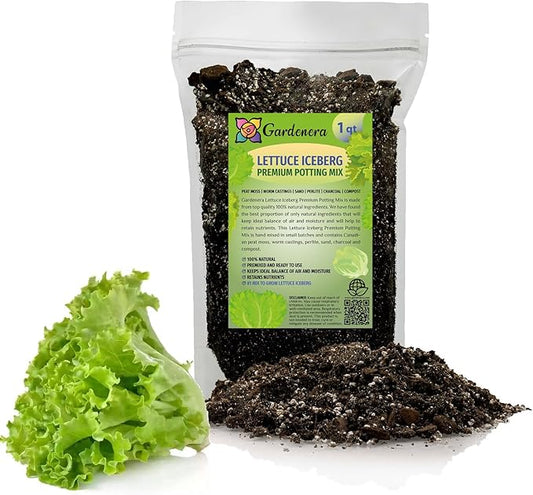 Gardenera Premium Potting Soil Blend for Lettuce Iceberg - The Ultimate Mix for Healthy, Vibrant, and Crisp Lettuce - 1 Quart