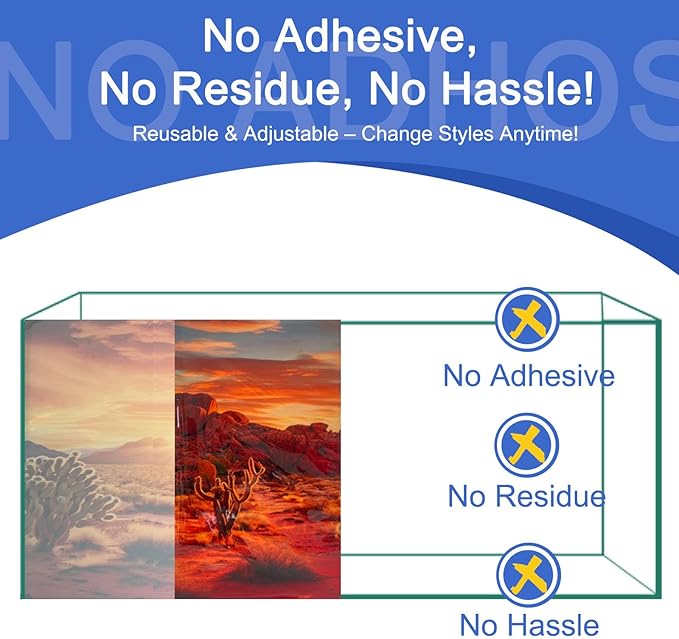 Aquarium Background & Terrarium Background – Ultra HD Static Cling, Tape-Free, Desert Sunset Design for Reptile Tank Decorations, Perfect for Bearded Dragon and Leopard Gecko Tanks 23.6 X 70.8 Inches