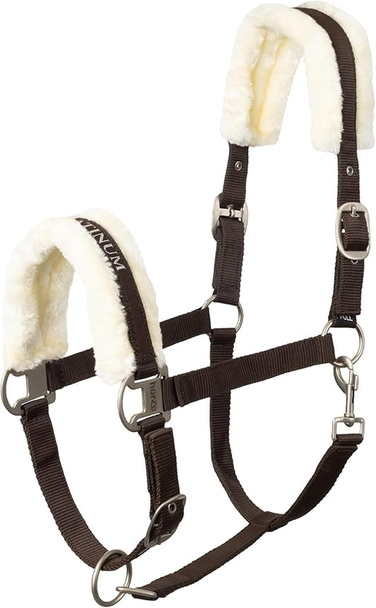 HORZE Howard Soft Fleece Padded Adjustable Polyester Horse Halter - Dark Brown - Pony