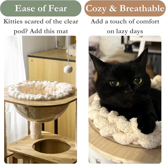 Cat Knitted Bed Mat, Extra-Soft Washable Warm Round Pads Cushions for Indoor Kittens, Cat Trees Towers, Perfect for Kneading and Sleeping (Blue,Medium)