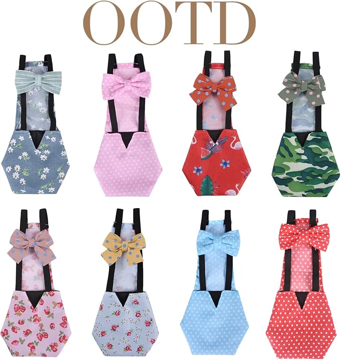 MANON ROSA Chicken Diapers Bantam Hens - Reusable 3-Piece Set with Bow Ties Poultry Nappies Washable Waterproof for Geese Pet Ducks Silkie (Graphic L)